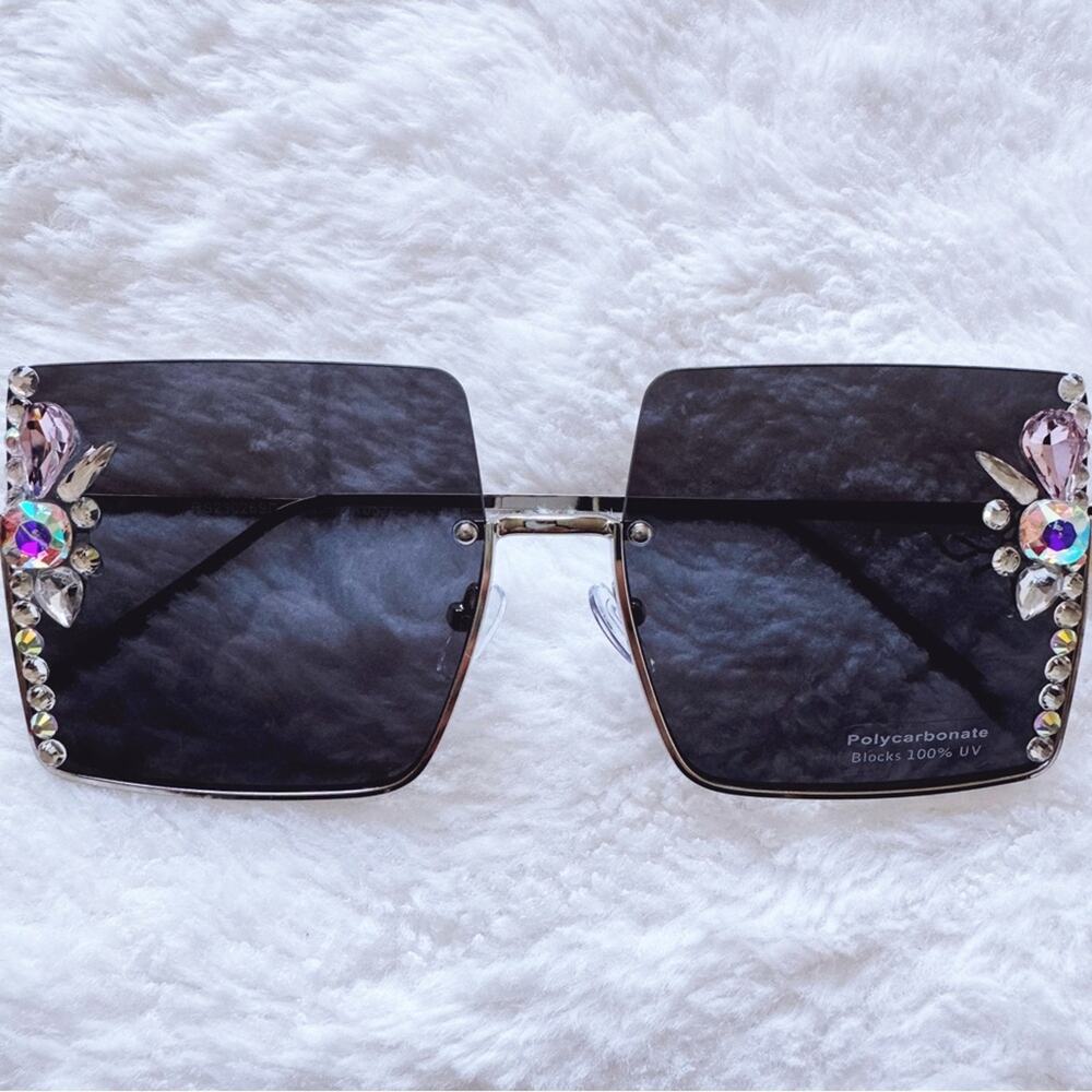 Nora Black w/ Silver Rims Square Sunglasses